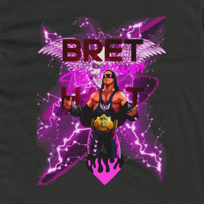 Bret "Hitman" Hart Wrestling T-Shirt - Pink & Black Cartoon Glory!