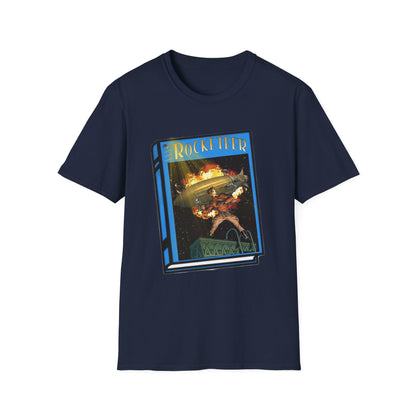Pulp Rocket Man Tribute Tee | Vintage Book Cover Blast-Off T-Shirt