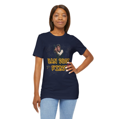 Han Shot First Nerd Tee | Space Cowboy Fandom Statement T-Shirt