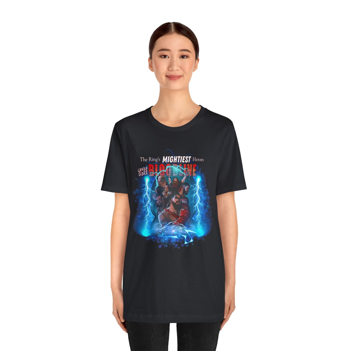 The Bloodline Animated Pro Wrestling Tee | Ring's Mightiest Heroes Shirt | Roman, Sami, Jey, Jimmy, Solo, Paul | Lightning Design