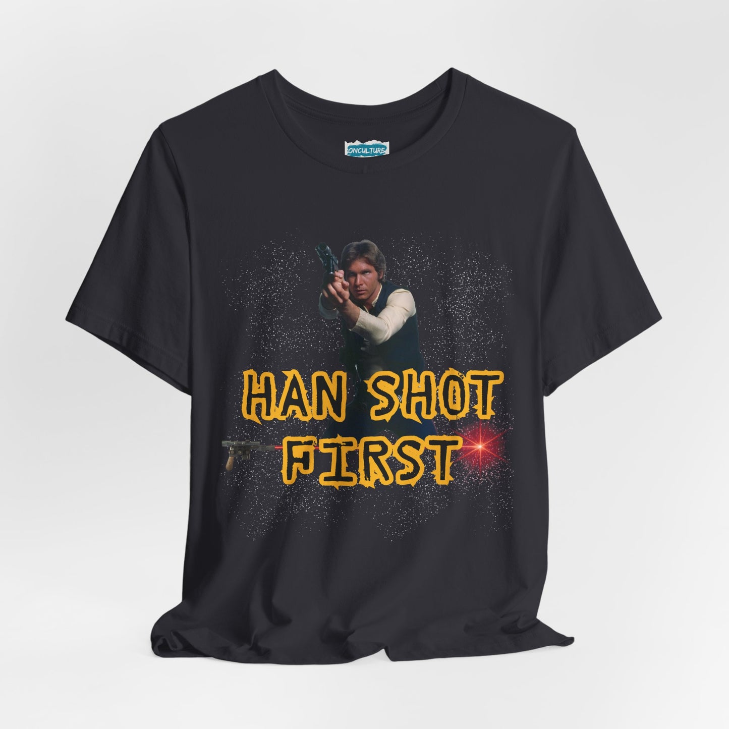 Han Shot First Nerd Tee | Space Cowboy Fandom Statement T-Shirt