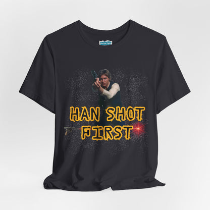Han Shot First Nerd Tee | Space Cowboy Fandom Statement T-Shirt