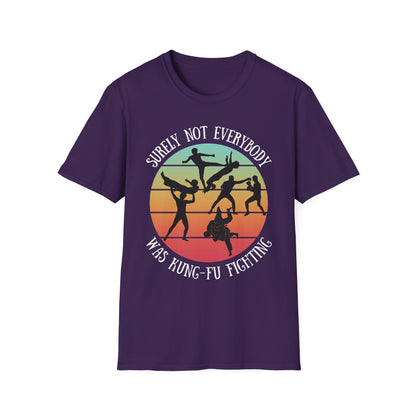 Funny Retro Sunset Tee - "Surely Not Everybody Was Kung-Fu Fighting" T-Shirt