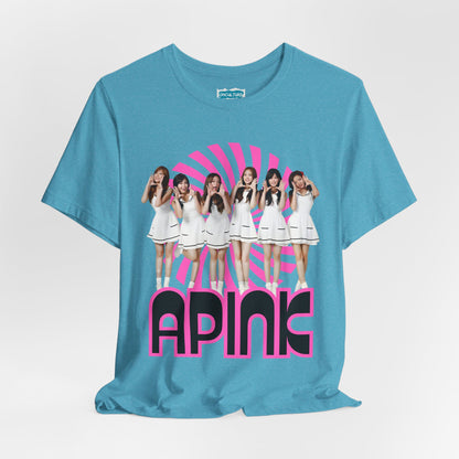 Retro 60s KPop Fan Tee – Vintage A PINK Bubble Letter Tribute T-Shirt