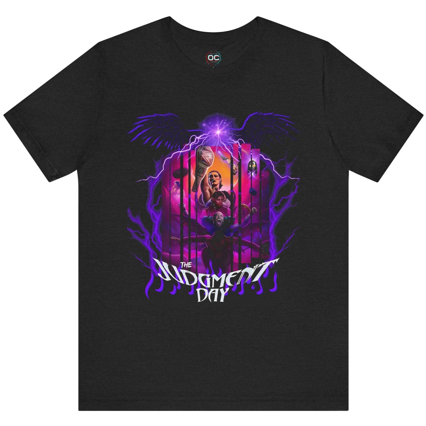 Judgment Day Fantasy Collage Tee – Wrestling Faction in Mythic Form | Rhea Ripley, Finn Bálor, Dominik Mysterio & More