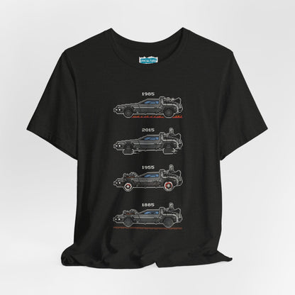 4 Tier Pixelated Time Machine Tee - 80s Retro Nostalgia T-Shirt
