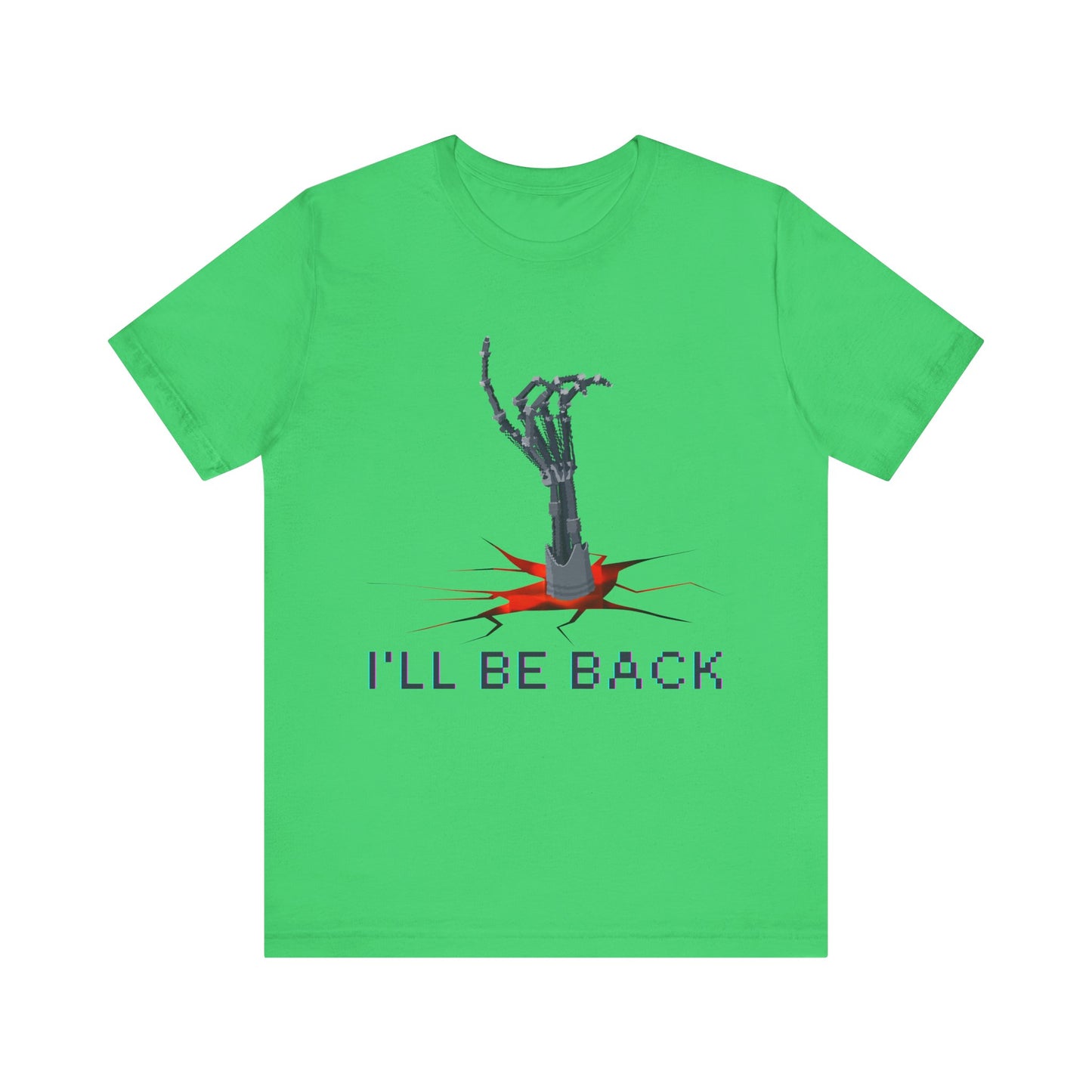 "I'll Be Back" Design for Fans of Sci-Fi Action Films -  Terminator Movie T-Shirt, Metal  Exo-Skeleton Hand