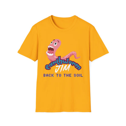 Jim The Earthworm T-Shirt - "Back to the Soil" Funny Video Game Design for Gamers & Fans