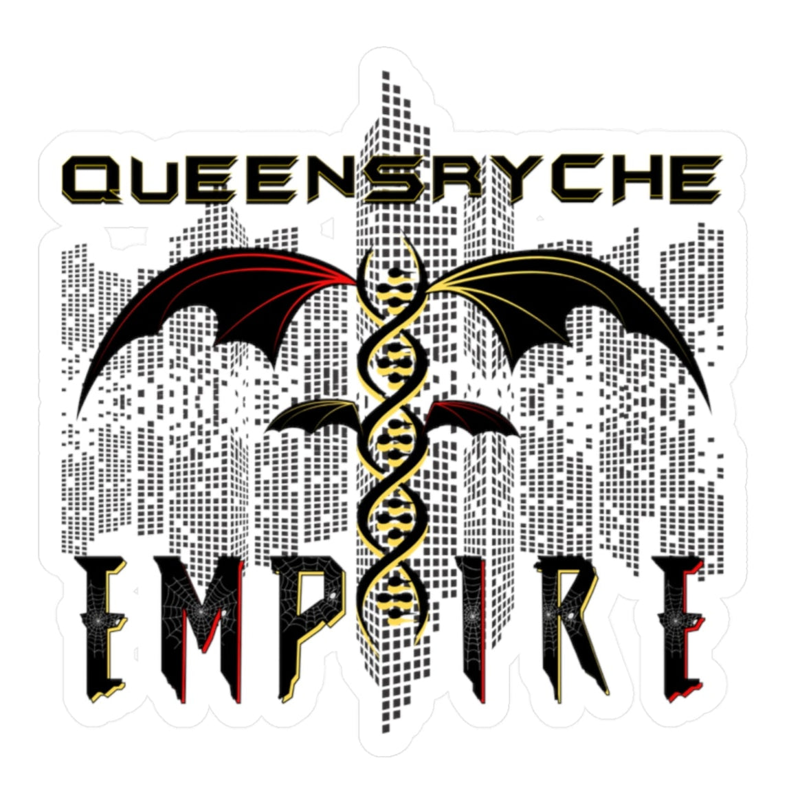 Queensrÿche Empire Sticker Decal - 80s Power Metal Band Logo with DNA & Bat Wings - Bold Design - Band Merch for Fans