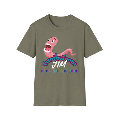 Jim The Earthworm T-Shirt - "Back to the Soil" Funny Video Game Design for Gamers & Fans