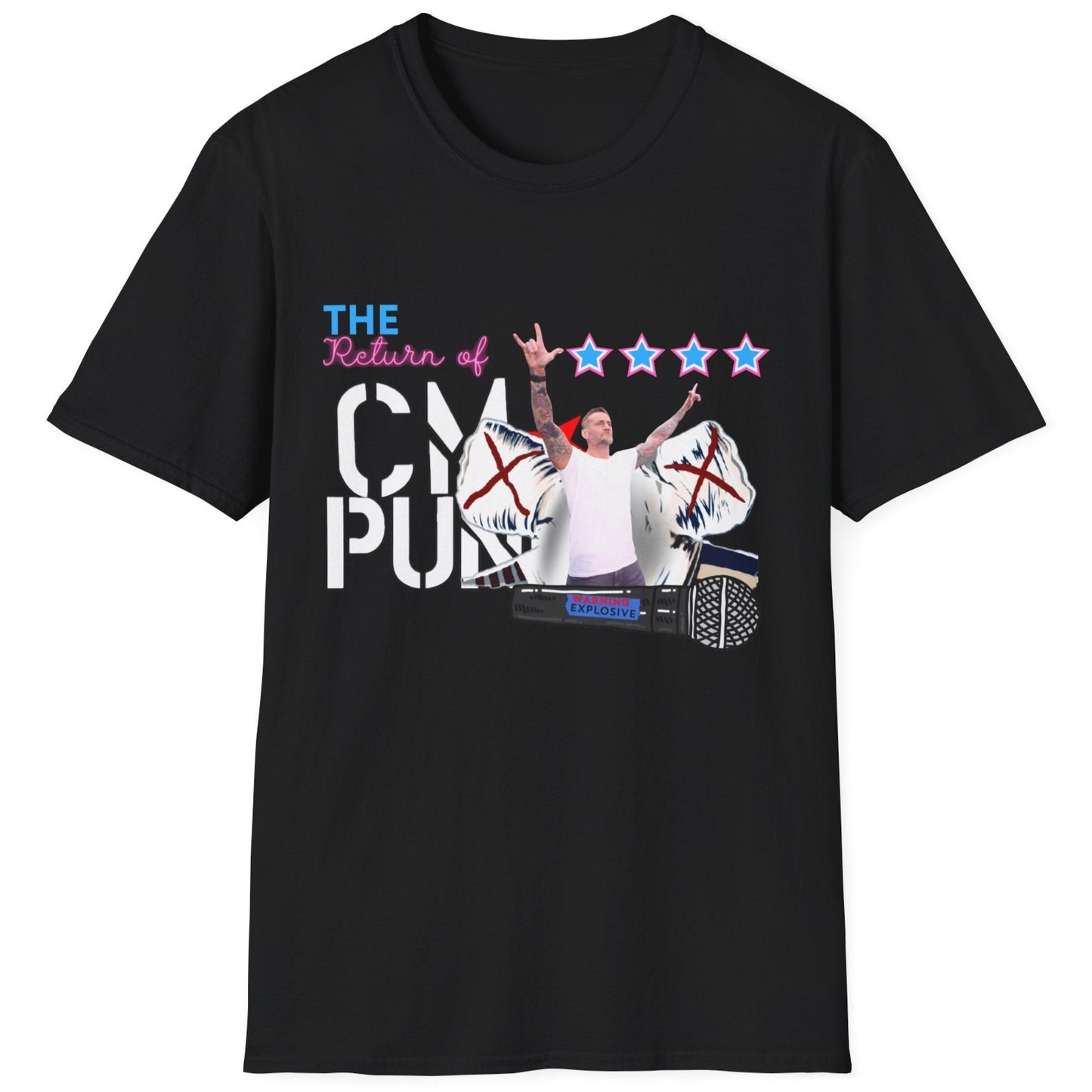 Return of CM Punk T-Shirt – Comeback Tribute Tee | Chicago Stars + Explosive Mic Design