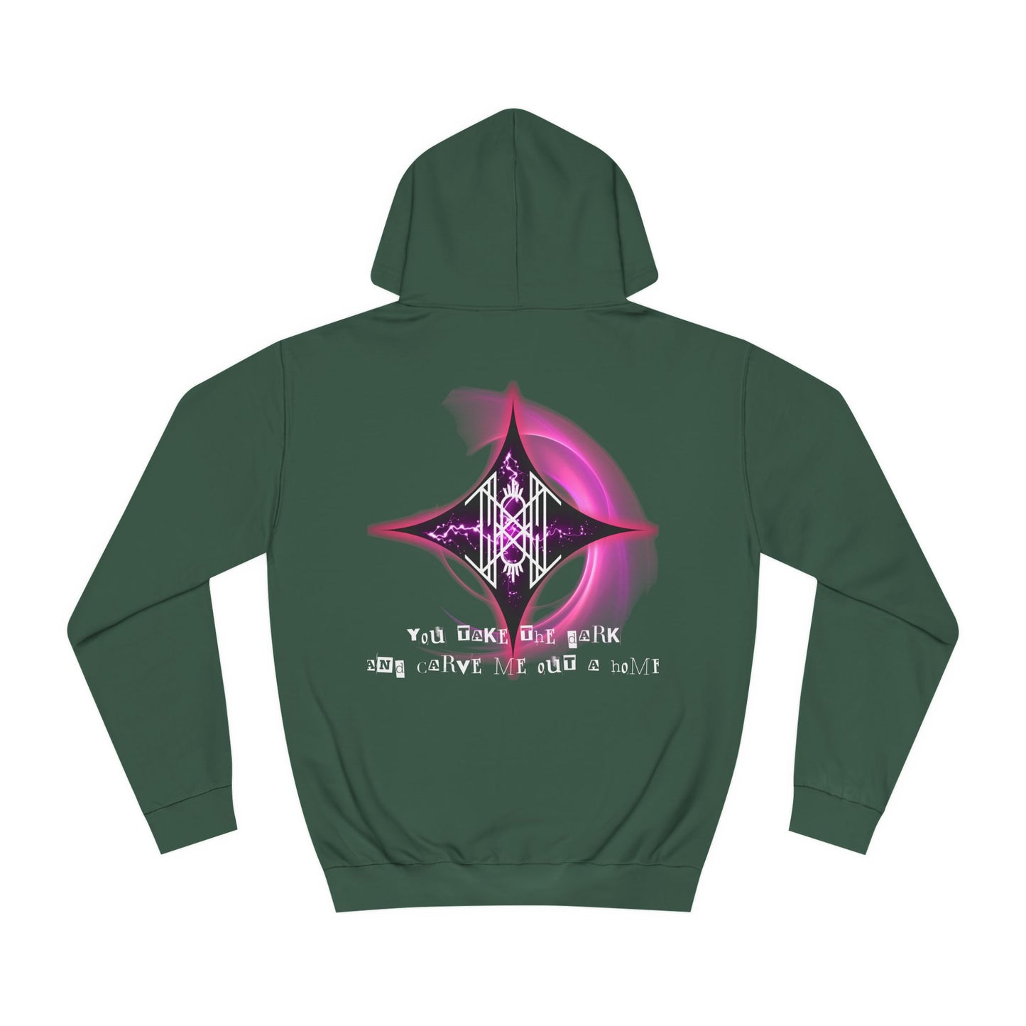 Double-Sided Band Hoodie - Sleep Token Rune Homage Design with " Give" Lyrics, Pink Electricity & Portal Art