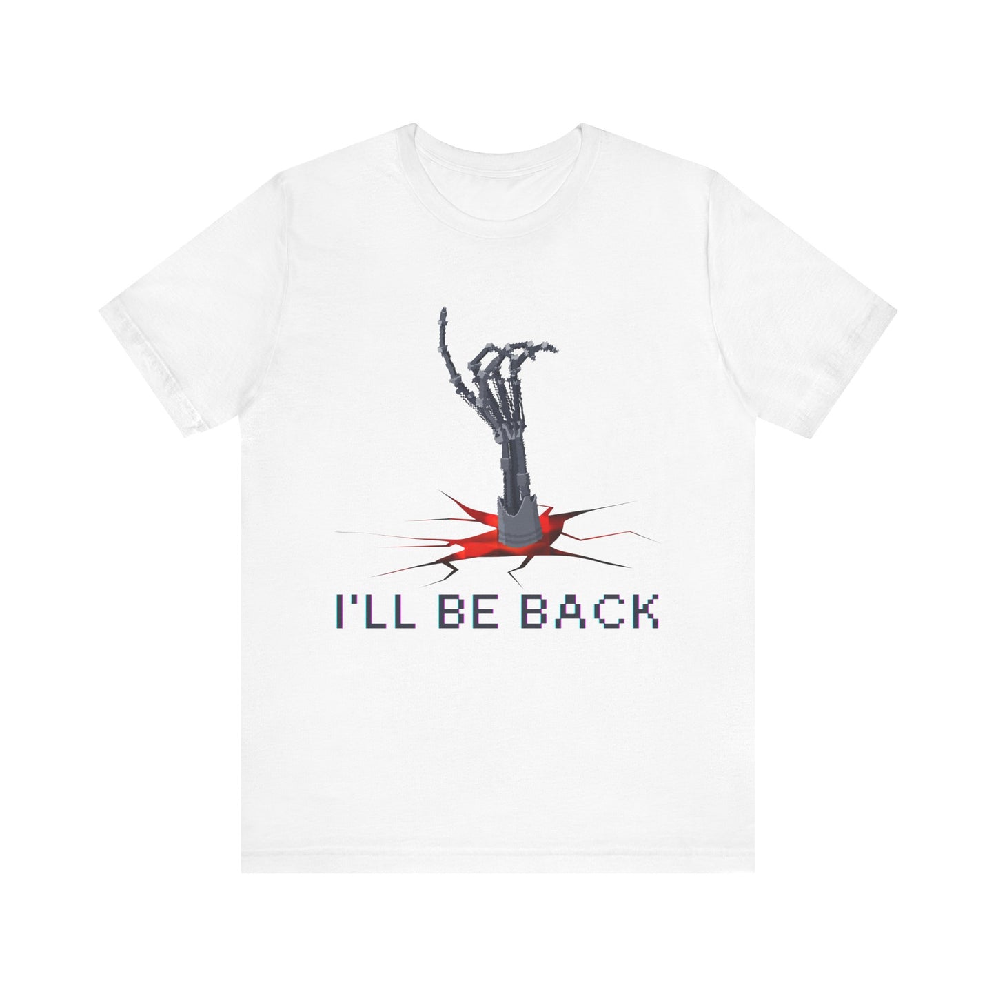 "I'll Be Back" Design for Fans of Sci-Fi Action Films -  Terminator Movie T-Shirt, Metal  Exo-Skeleton Hand