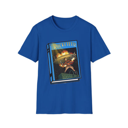Pulp Rocket Man Tribute Tee | Vintage Book Cover Blast-Off T-Shirt