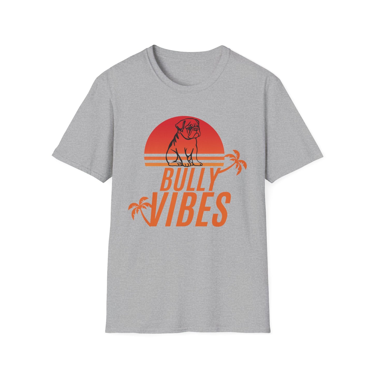 English Bulldog Vibes Retro Sunset Unisex Softstyle T-Shirt, Beach Summer Vibes Tee, Dog Lover Gift, Vintage Graphic Shirt, Animal Print Top