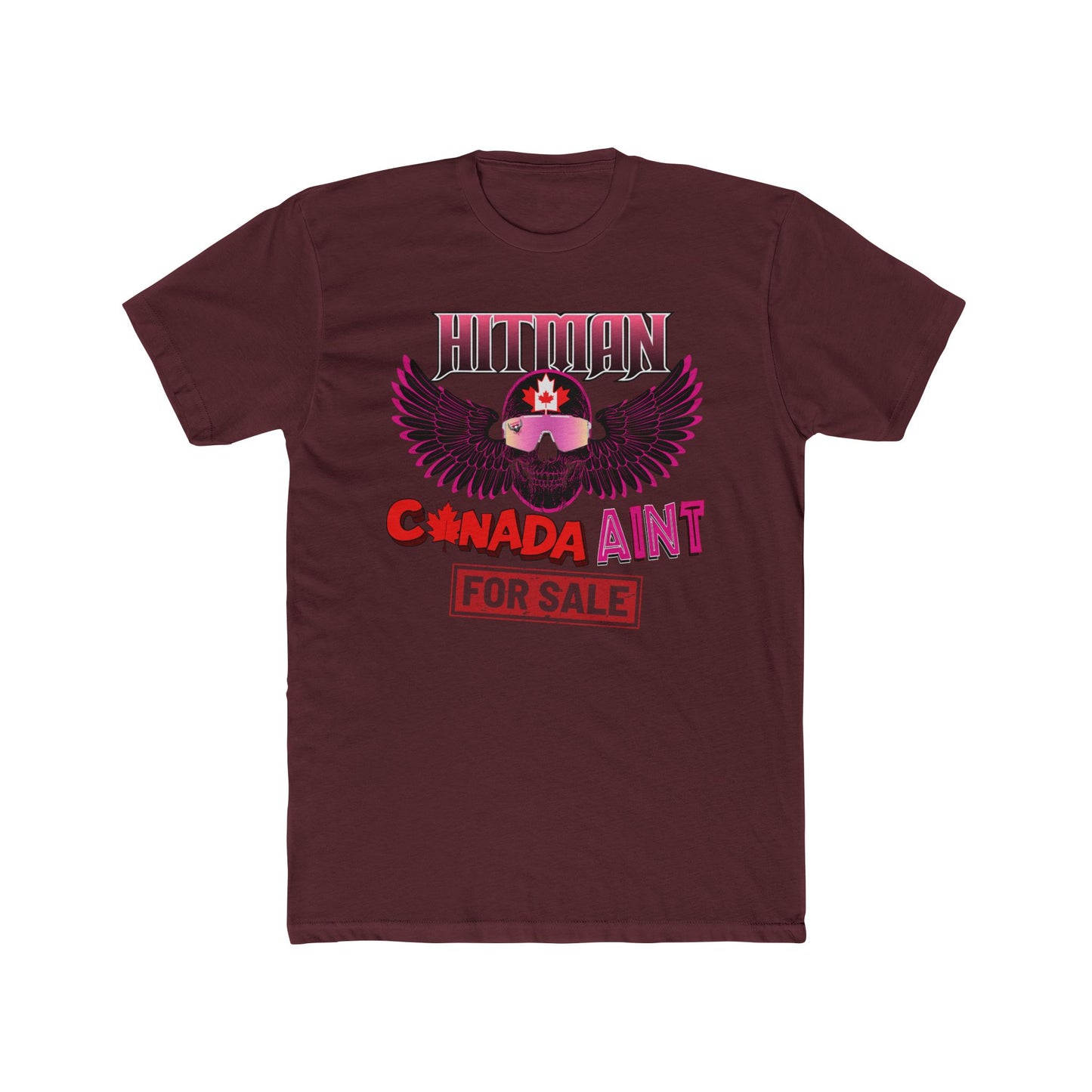 Bret 'Hitman' Hart Defending Canada - Canada Aint For Sale, Anti-Trump, Unisex Cotton Crew Tee, WWE Wrestling