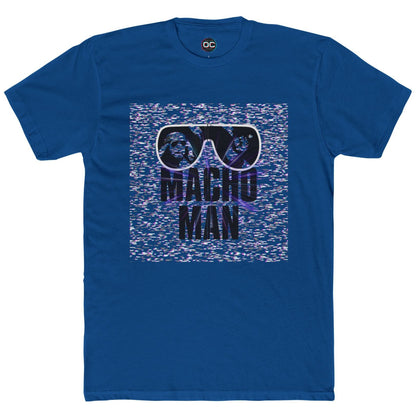 Macho Man Randy Savage Tribute Tee – Retro Glasses Design with TV Fuzz Background