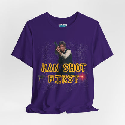 Han Shot First Nerd Tee | Space Cowboy Fandom Statement T-Shirt