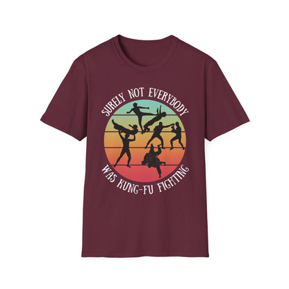 Funny Retro Sunset Tee - "Surely Not Everybody Was Kung-Fu Fighting" T-Shirt