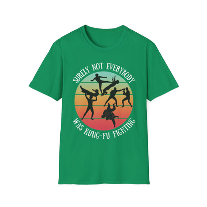 Funny Retro Sunset Tee - "Surely Not Everybody Was Kung-Fu Fighting" T-Shirt