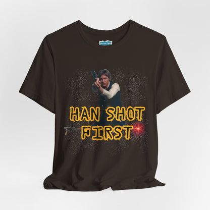 Han Shot First Nerd Tee | Space Cowboy Fandom Statement T-Shirt