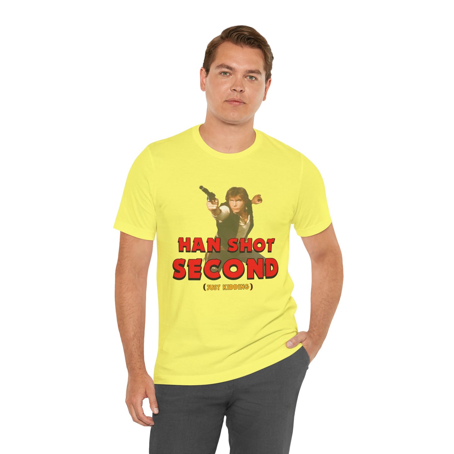 He Shot Second: Just Kidding Nerd Tee | Funny Space Cowboy Fantasy Fandom T-Shirt