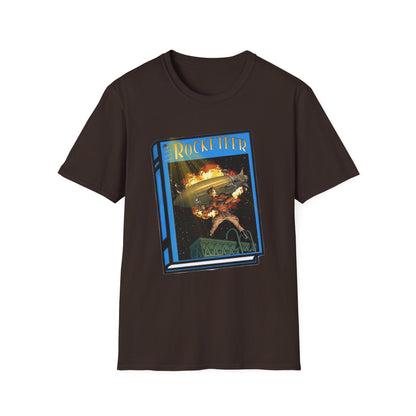 Pulp Rocket Man Tribute Tee | Vintage Book Cover Blast-Off T-Shirt