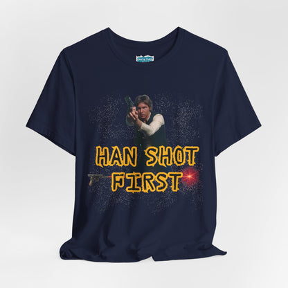 Han Shot First Nerd Tee | Space Cowboy Fandom Statement T-Shirt