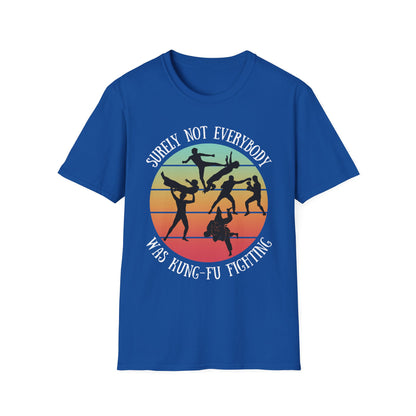 Funny Retro Sunset Tee - "Surely Not Everybody Was Kung-Fu Fighting" T-Shirt