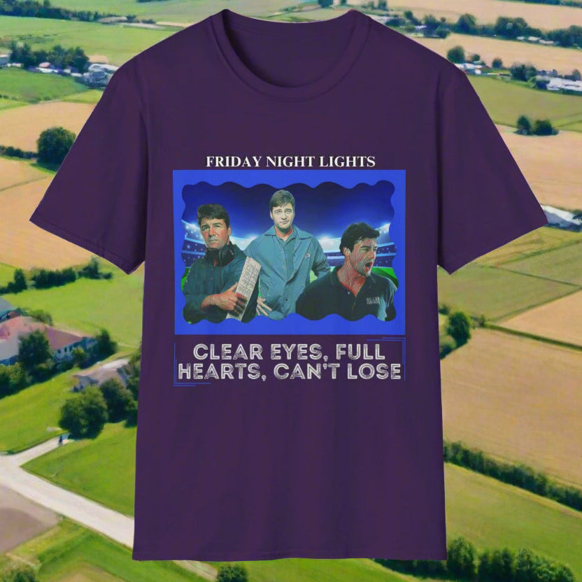 "Clear Eyes, Full Hearts, Can't Lose" Design T-Shirt - Coach Eric Taylor Collage, Friday Night Lights TV Show