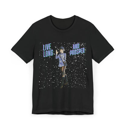 Vulcan Girl T-Shirt - 'Live Long & Prosper' Retro Sci-Fi Design | Trekkie Federation Uniform Tee
