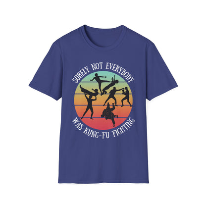 Funny Retro Sunset Tee - "Surely Not Everybody Was Kung-Fu Fighting" T-Shirt