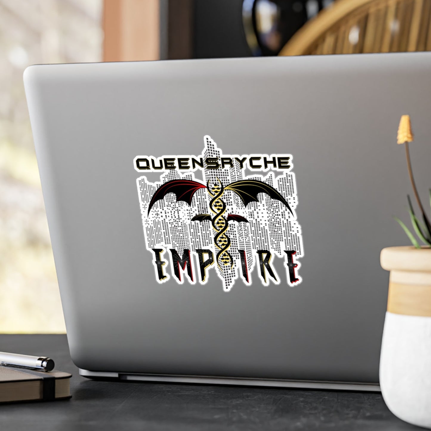 Queensrÿche Empire Sticker Decal - 80s Power Metal Band Logo with DNA & Bat Wings - Bold Design - Band Merch for Fans