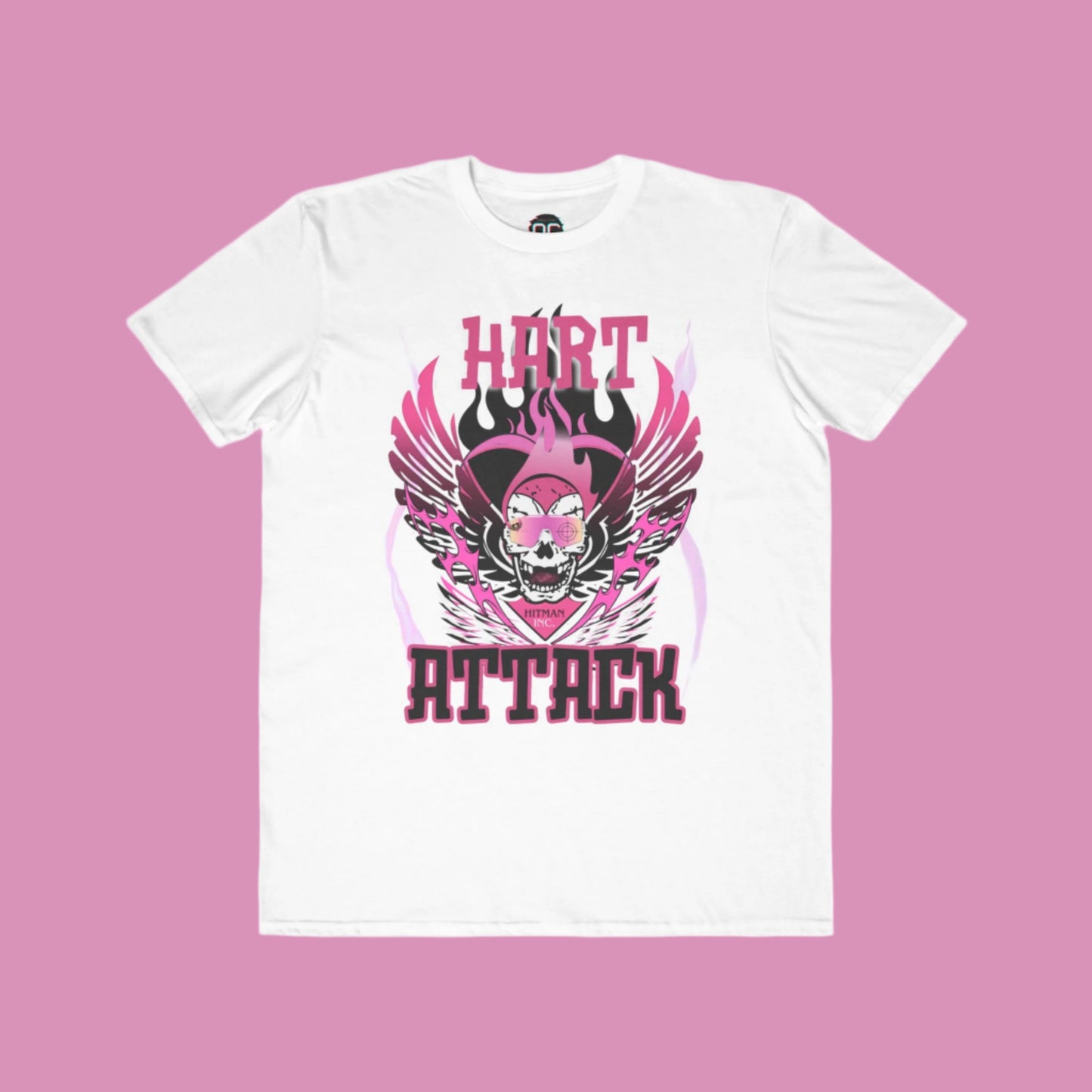 Bret Hart "Hart Attack" T-Shirt – Pink & Black Winged Skull Design WWE Retro Wrestling Tee