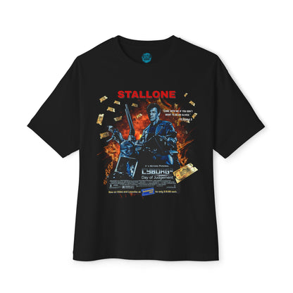 Boxy Oversized Action Movie Hero Tee – “Cyborg 2: Day of Judgement” Spoof Parody T-Shirt