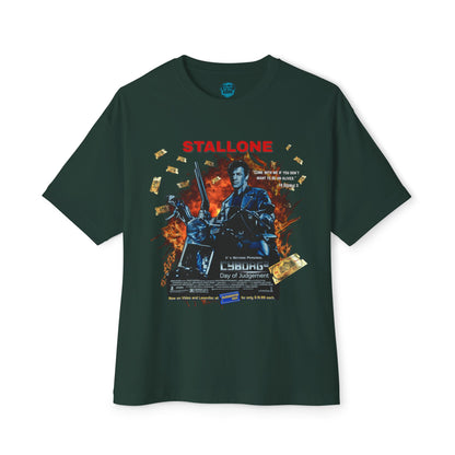 Boxy Oversized Action Movie Hero Tee – “Cyborg 2: Day of Judgement” Spoof Parody T-Shirt