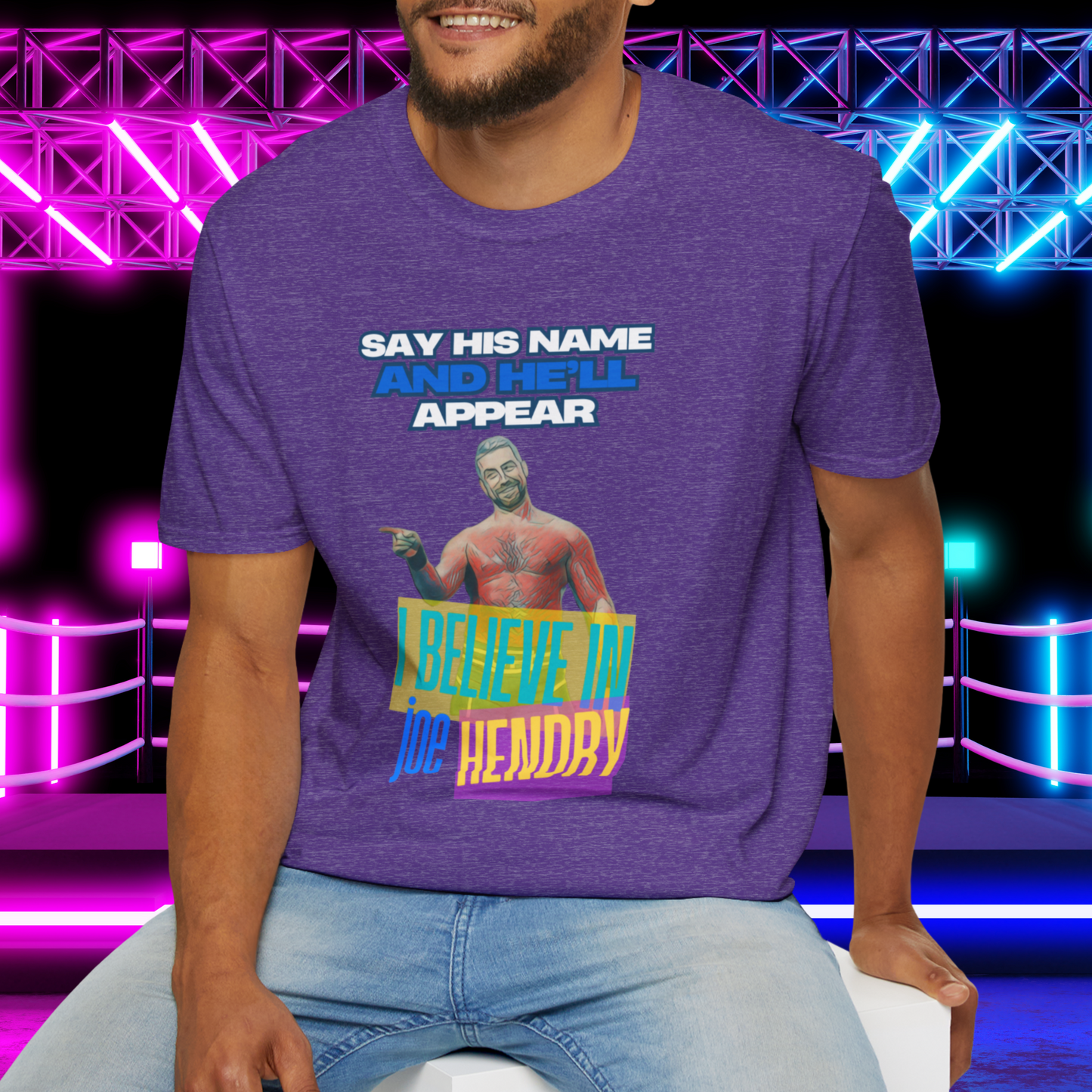 Joe Hendry Pro Wrestling T-Shirt - "I Believe in Joe Hendry" Lyrics & Iconic Hendry Pose Design