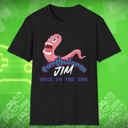 Jim The Earthworm T-Shirt - "Back to the Soil" Funny Video Game Design for Gamers & Fans