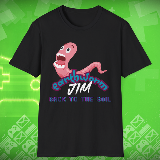 Earthworm Jim Inspired T-Shirt - "Back to the Soil" Funny Video Game Design for Gamers & Fans