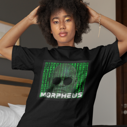Morpheus Matrix T-Shirt - Green Code & Glasses Design