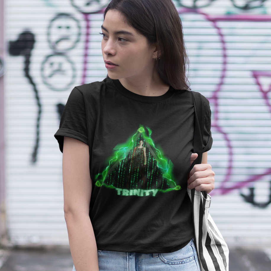 Trinity Matrix Unisex Cotton Crew Tee, Cyberpunk Graphic Tee, Retro Movie T-Shirt, Gift for Fans, Cool Streetwear