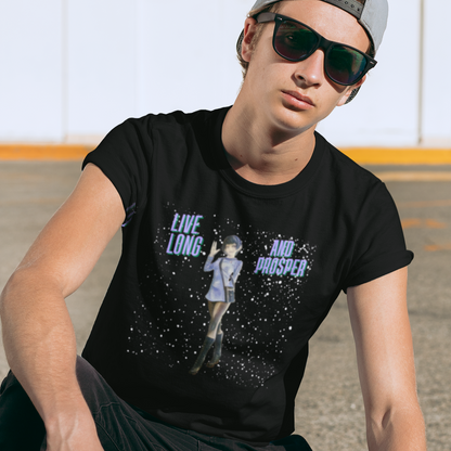 Vulcan Girl T-Shirt - 'Live Long & Prosper' Retro Sci-Fi Design | Trekkie Federation Uniform Tee