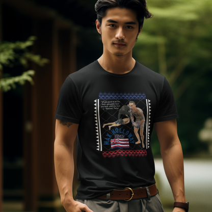 Max Holloway GOAT KO Tribute T-Shirt – “Blessed” Quote & Hawaiian Flag Design | MMA Fan Tee