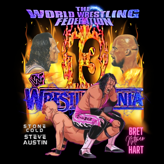 Bret Hart vs Stone Cold Steve Austin 'Mania 13 Animated Battle Tee | Vintage Classic 90s Wrestling