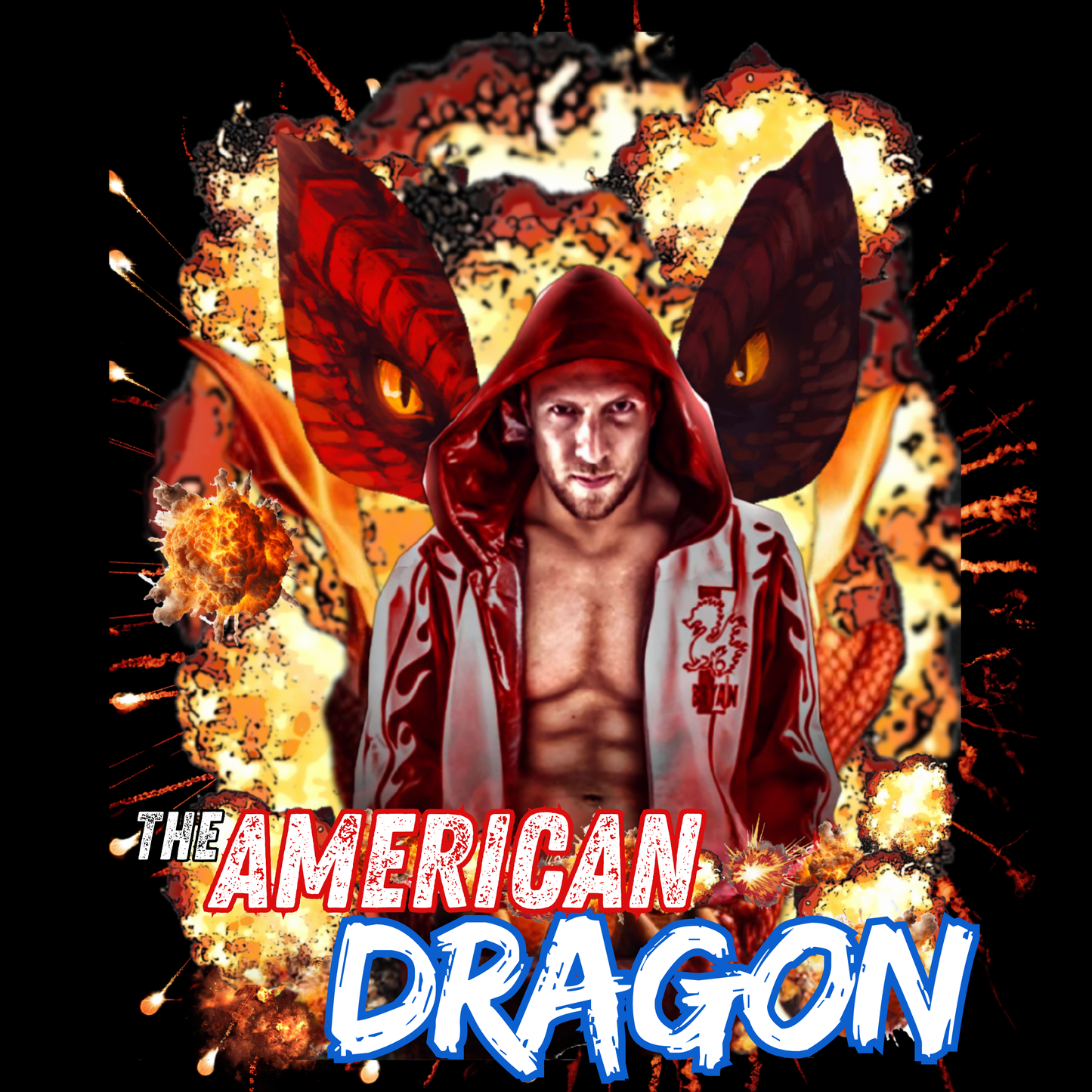 Pro Wrestling Tee, Bryan Danielson “The American Dragon” T-Shirt – Fire & Fury Edition