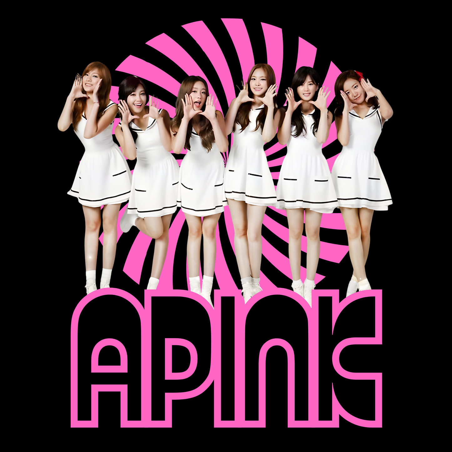 Retro 60s KPop Fan Tee – Vintage A PINK Bubble Letter Tribute T-Shirt