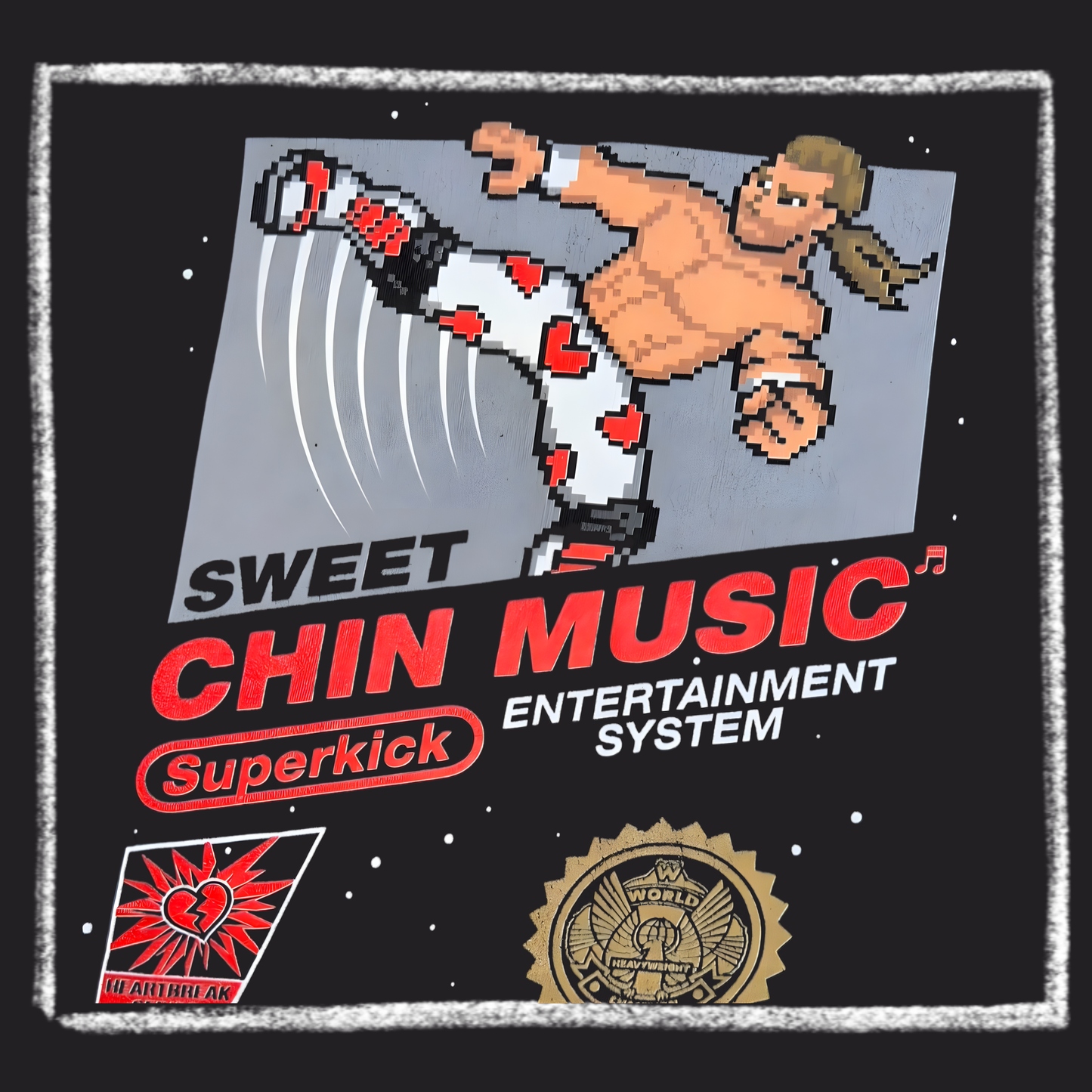 Sweet Chin Music Tee – Shawn Michaels 8-Bit Pro Wrestling Game Tribute Shirt