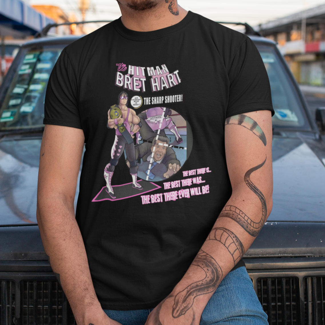 Bret Hart “The Hitman” Tee – Comic Book Pro Wrestling Tribute Shirt