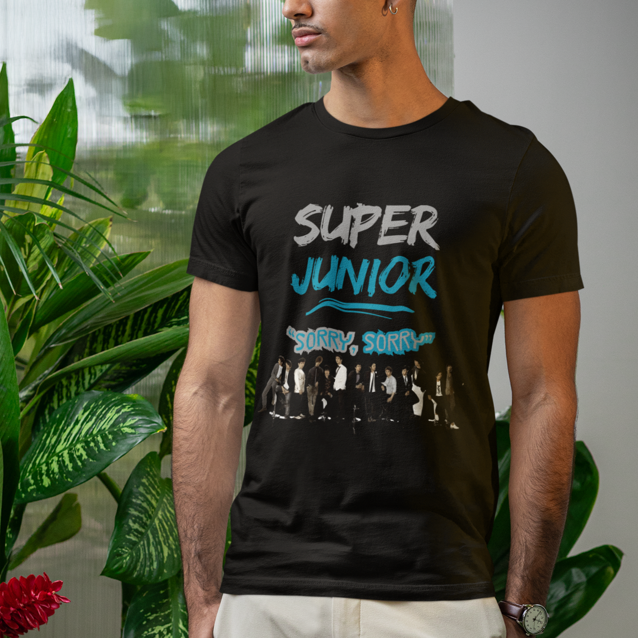 Super Junior K-Pop Tribute Tee | 'Sorry, Sorry' Paint Splatter Logo Shirt
