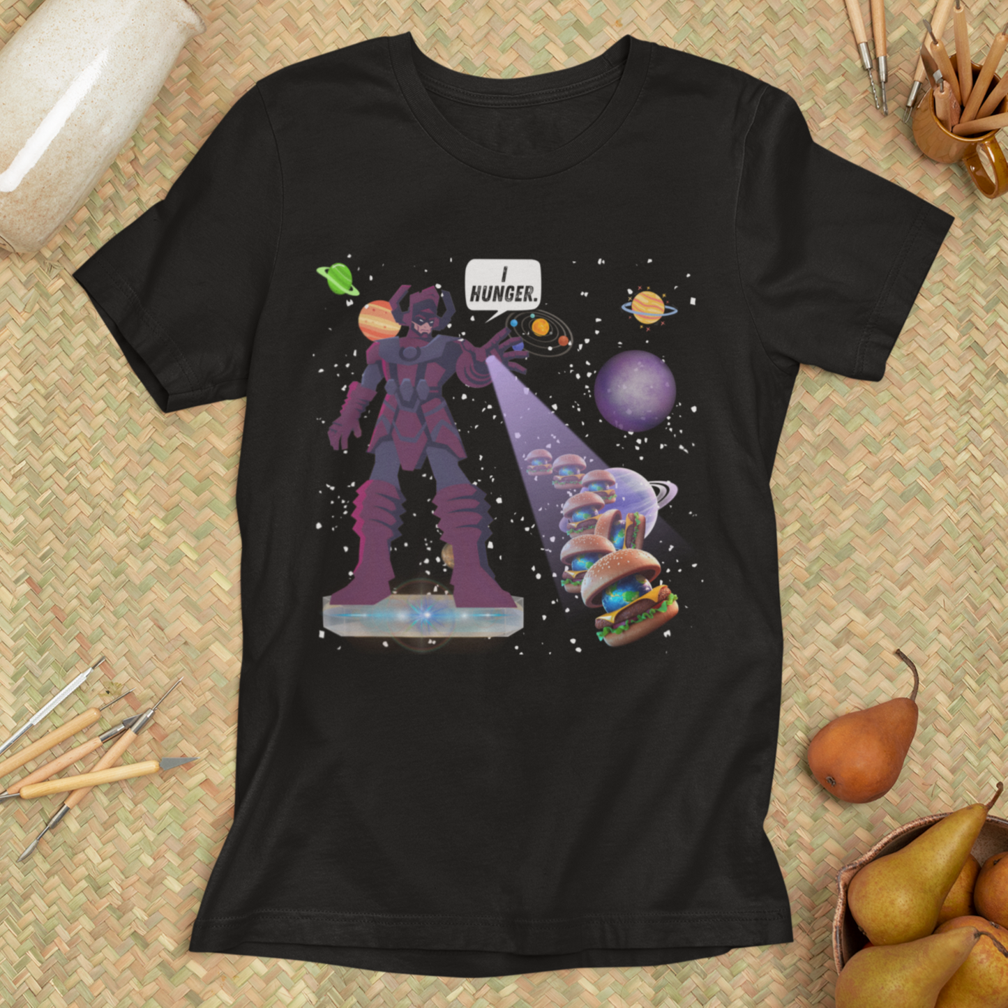 “I HUNGER” Cosmic Tee – Galactic Space Titan Parody T-Shirt